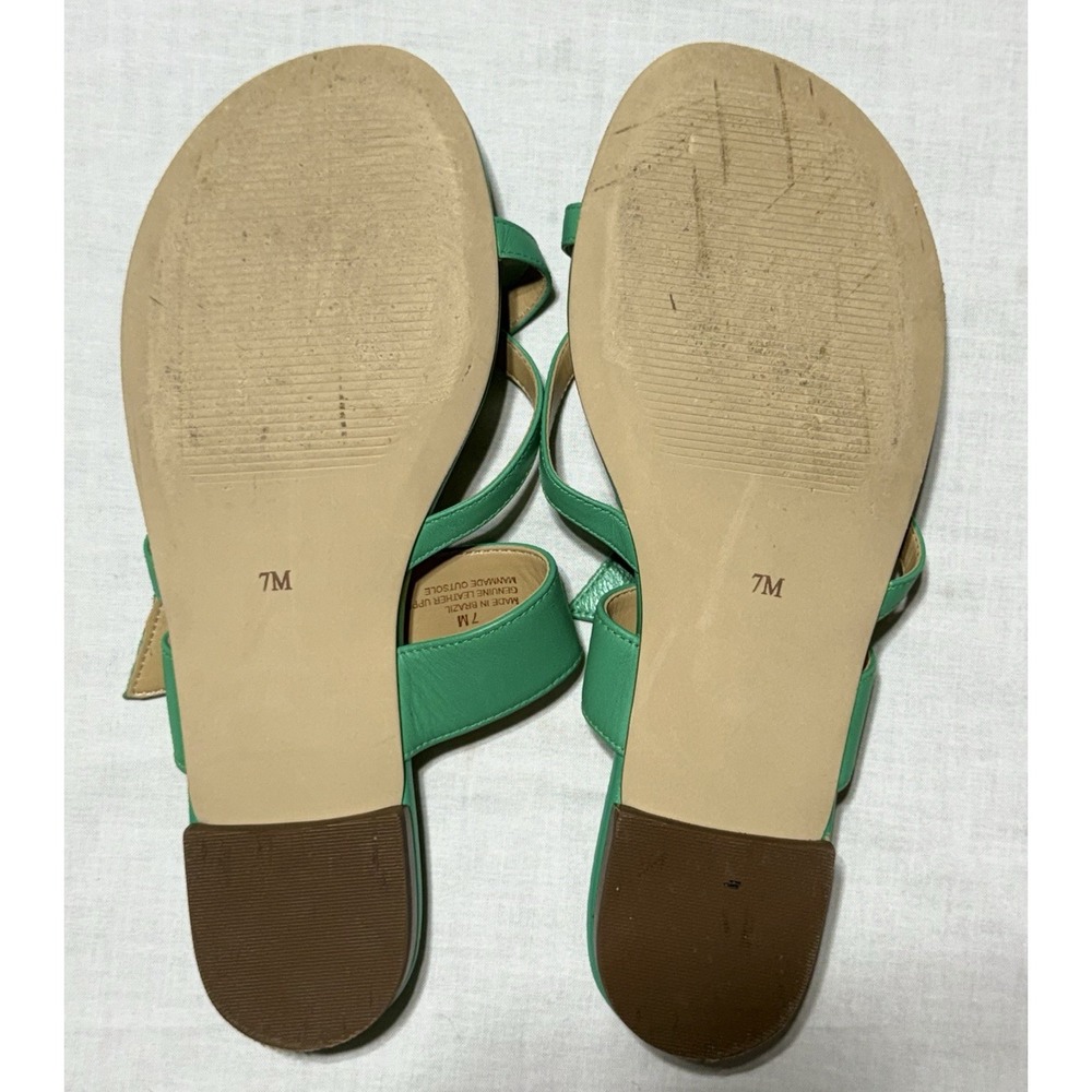 Talbots Gia Buckle Thong Sandals Green Leather Cork Ring Size 7 - Picture 5 of 5